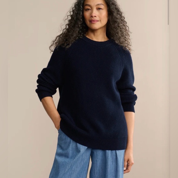 Jenni Kayne Sweaters - Jenni Kayne Size M • Navy Blue 100% Cotton Fisherman Sweater.